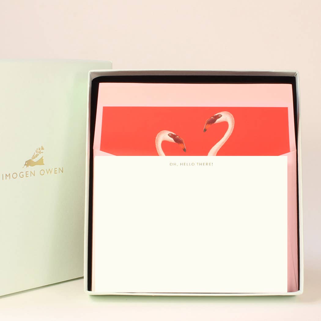 Luxury Writing Set: Flamingo, Oh Hello There