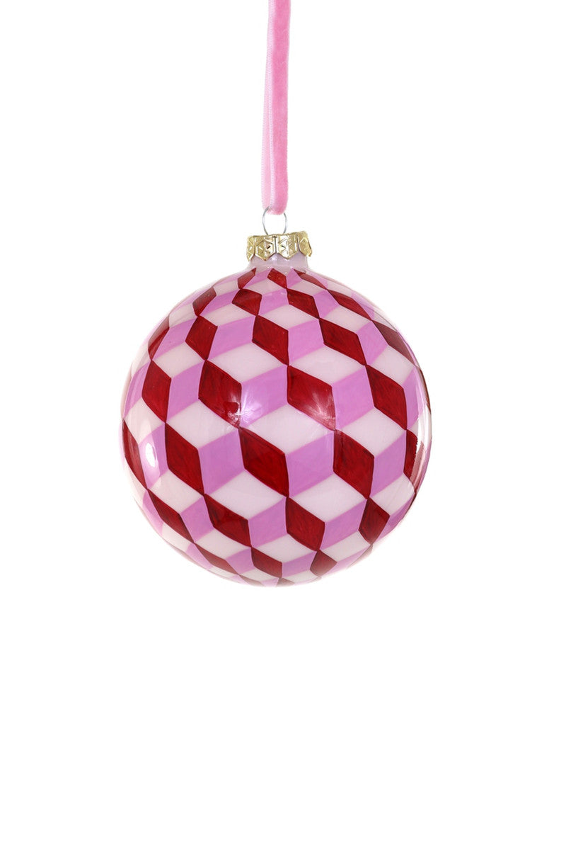 Tumbling Pink Block Bauble Ornament, Large