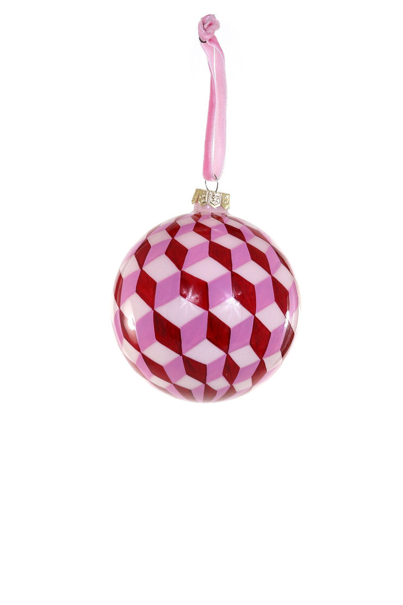 Tumbling Pink Block Bauble Ornament, Medium