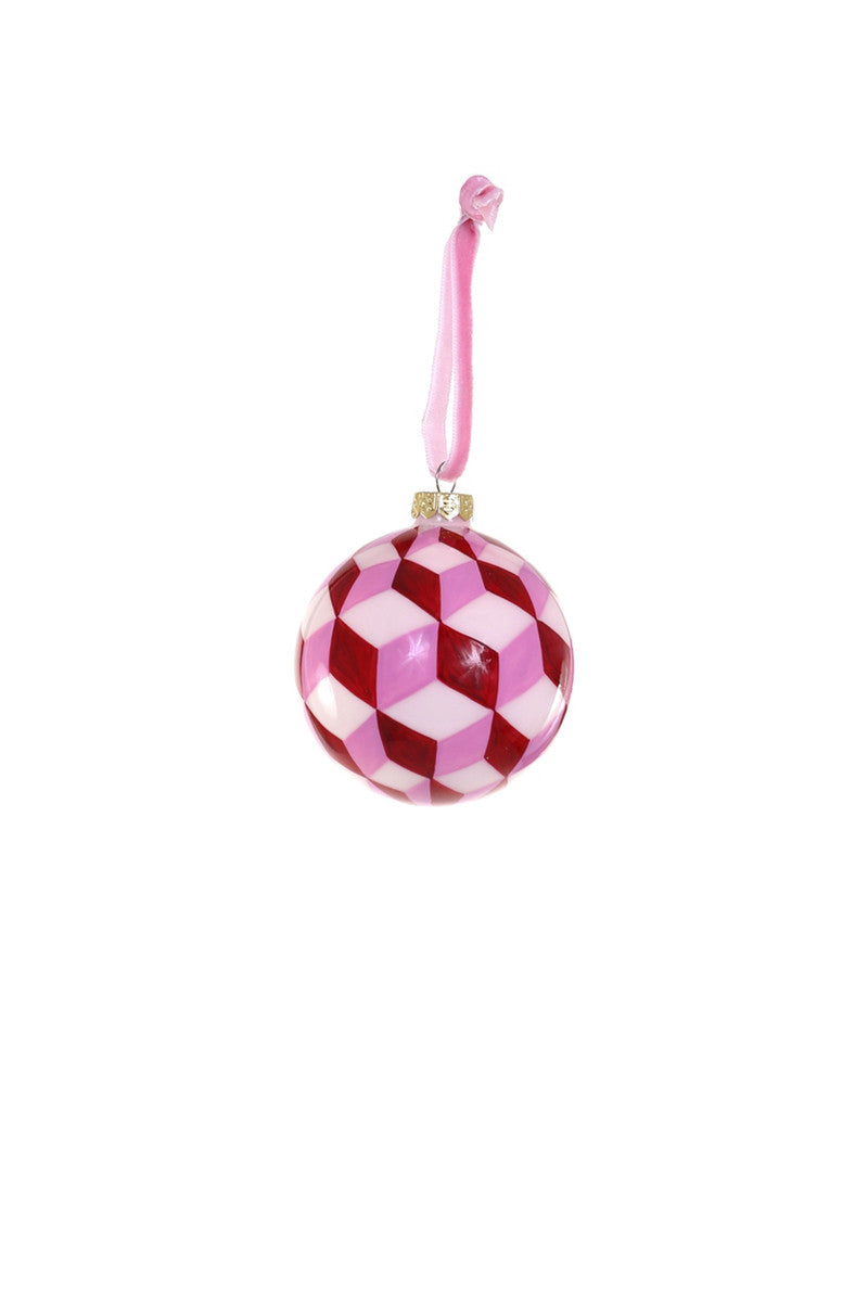Tumbling Pink Block Bauble Ornament, Small