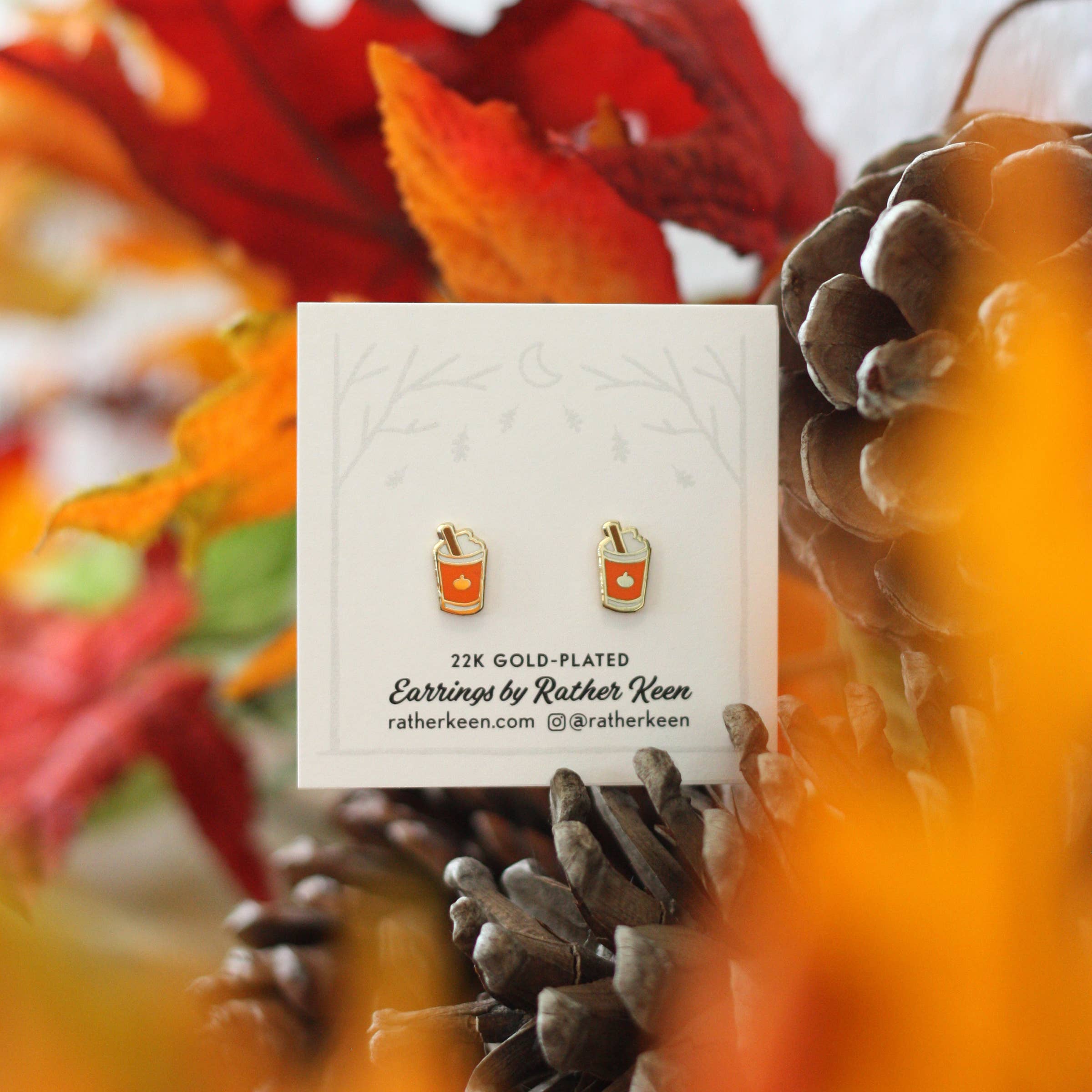 Pumpkin Spice Latte Stud Earrings
