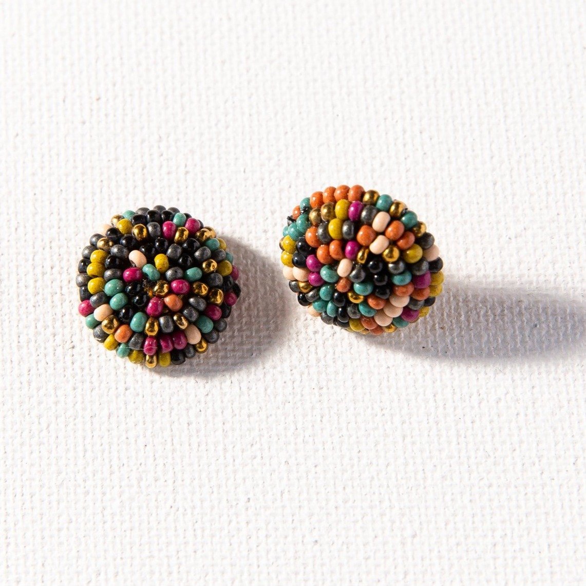 Button Post Earrings - Muted Confetti