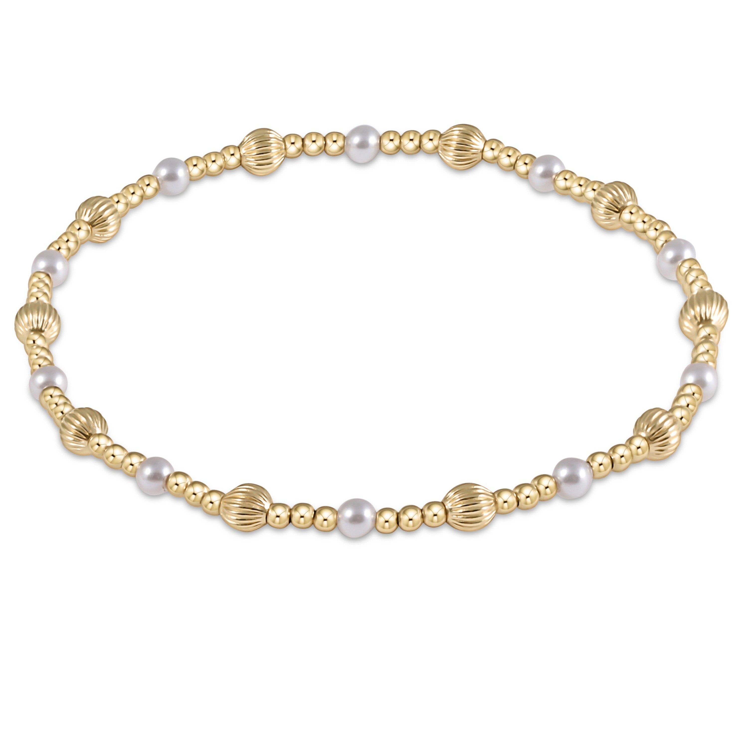 Dignity Sincerity Gold Bead Bracelet, 4mm - Pearl