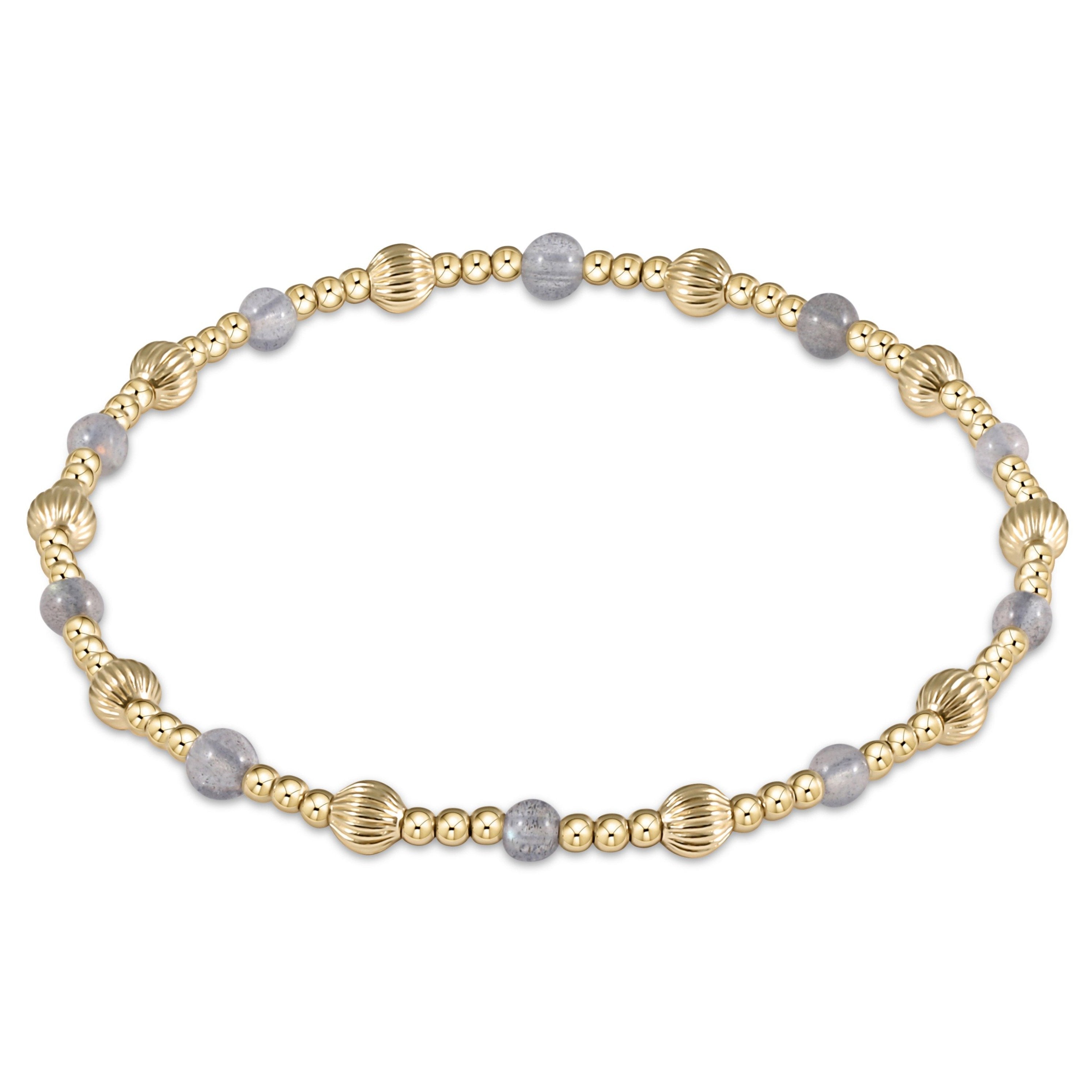 Dignity Sincerity Gold Bead Bracelet, 4mm - Labradorite