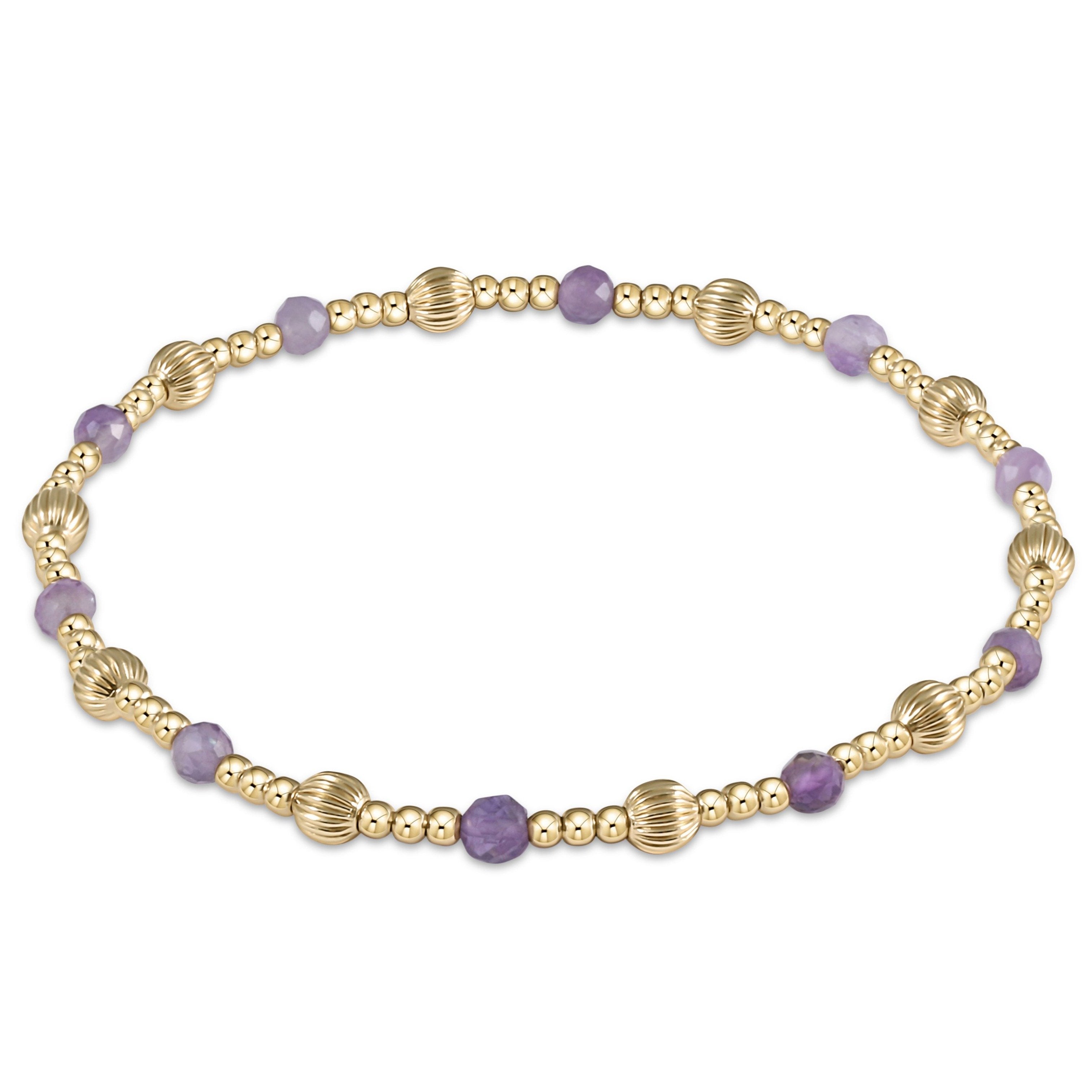Dignity Sincerity Gold Bead Bracelet, 4mm - Dogtooth Amethyst