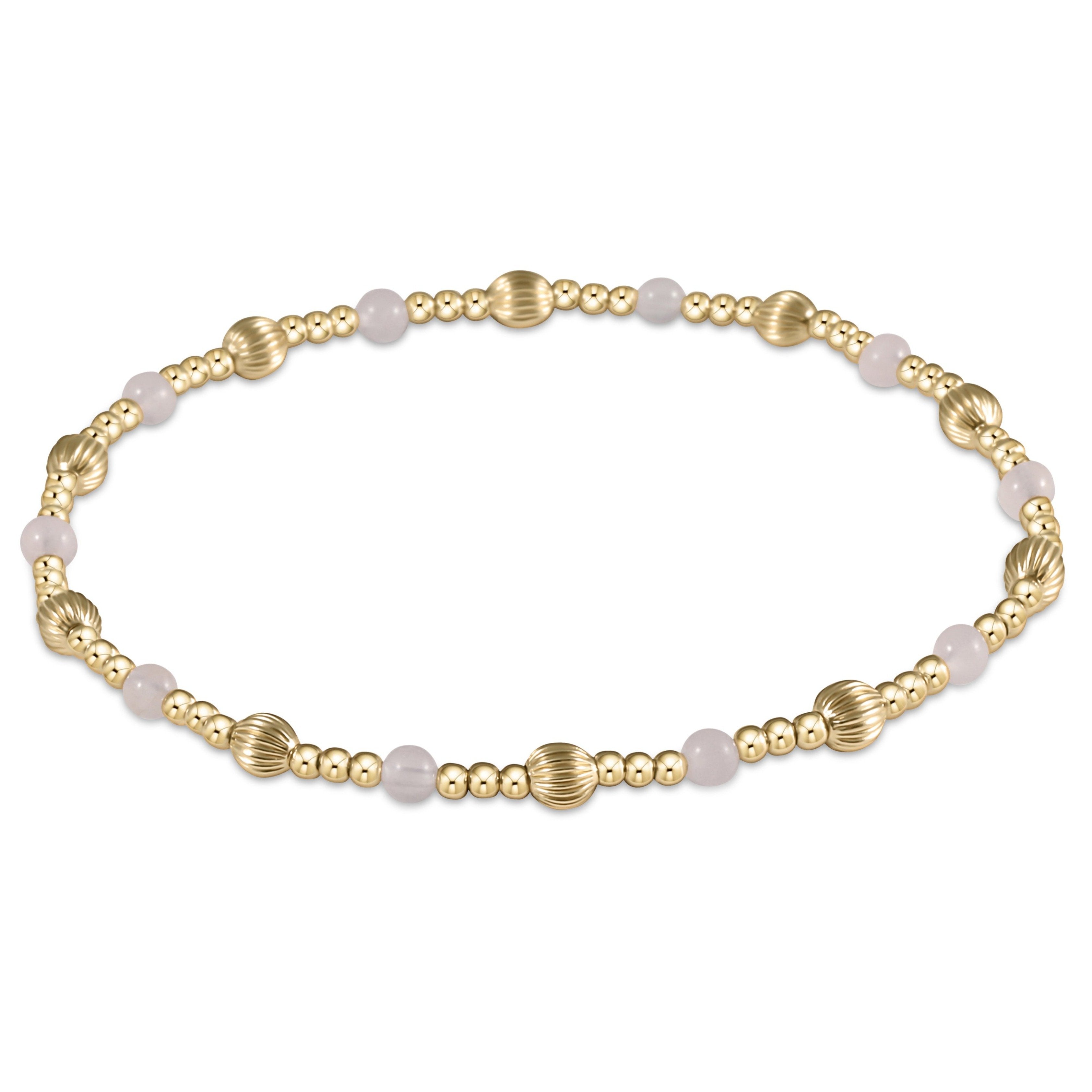 Dignity Sincerity Gold Bead Bracelet, 4mm - Rose Quartz
