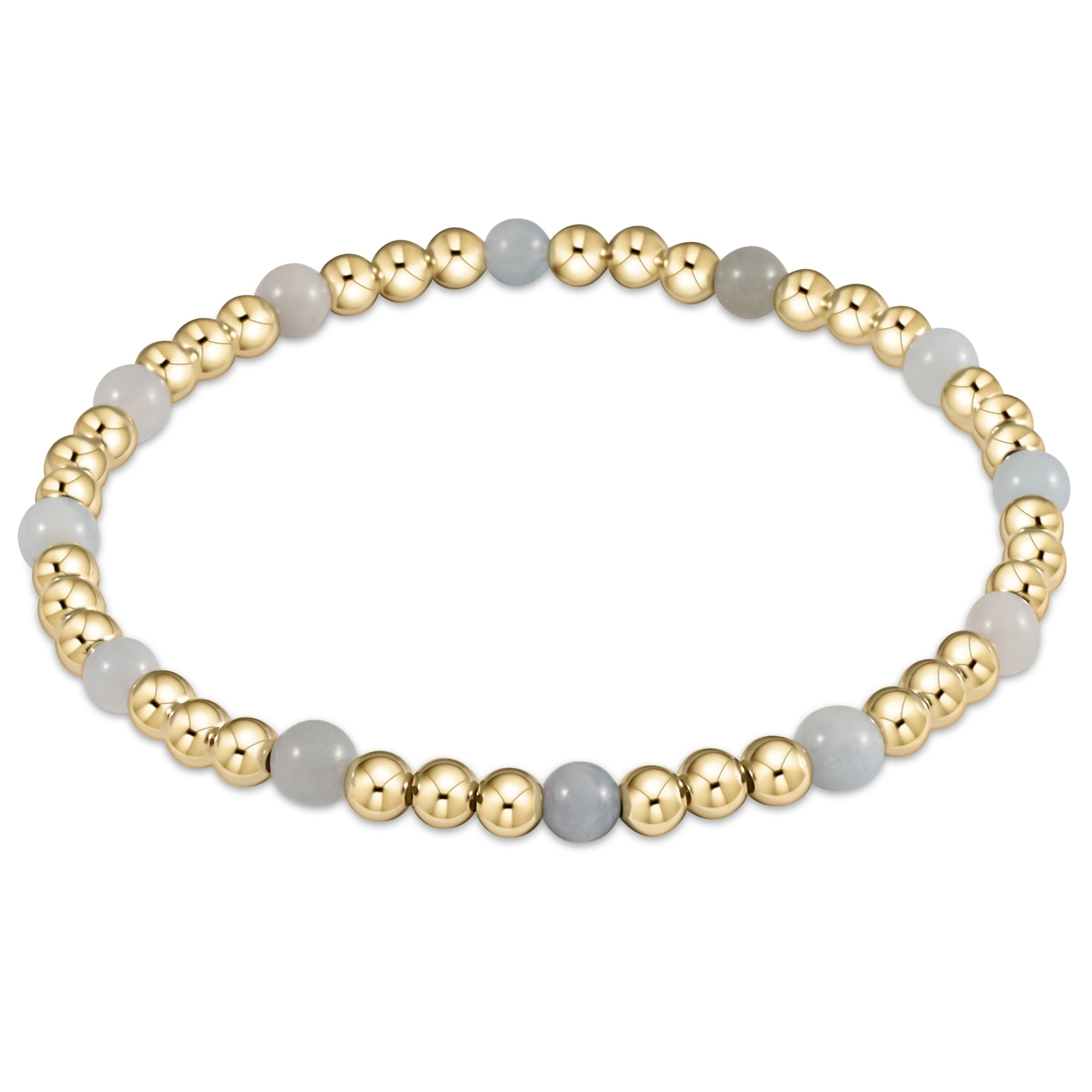 Sincerity Gold Bead Bracelet, 4mm - Aquamarine