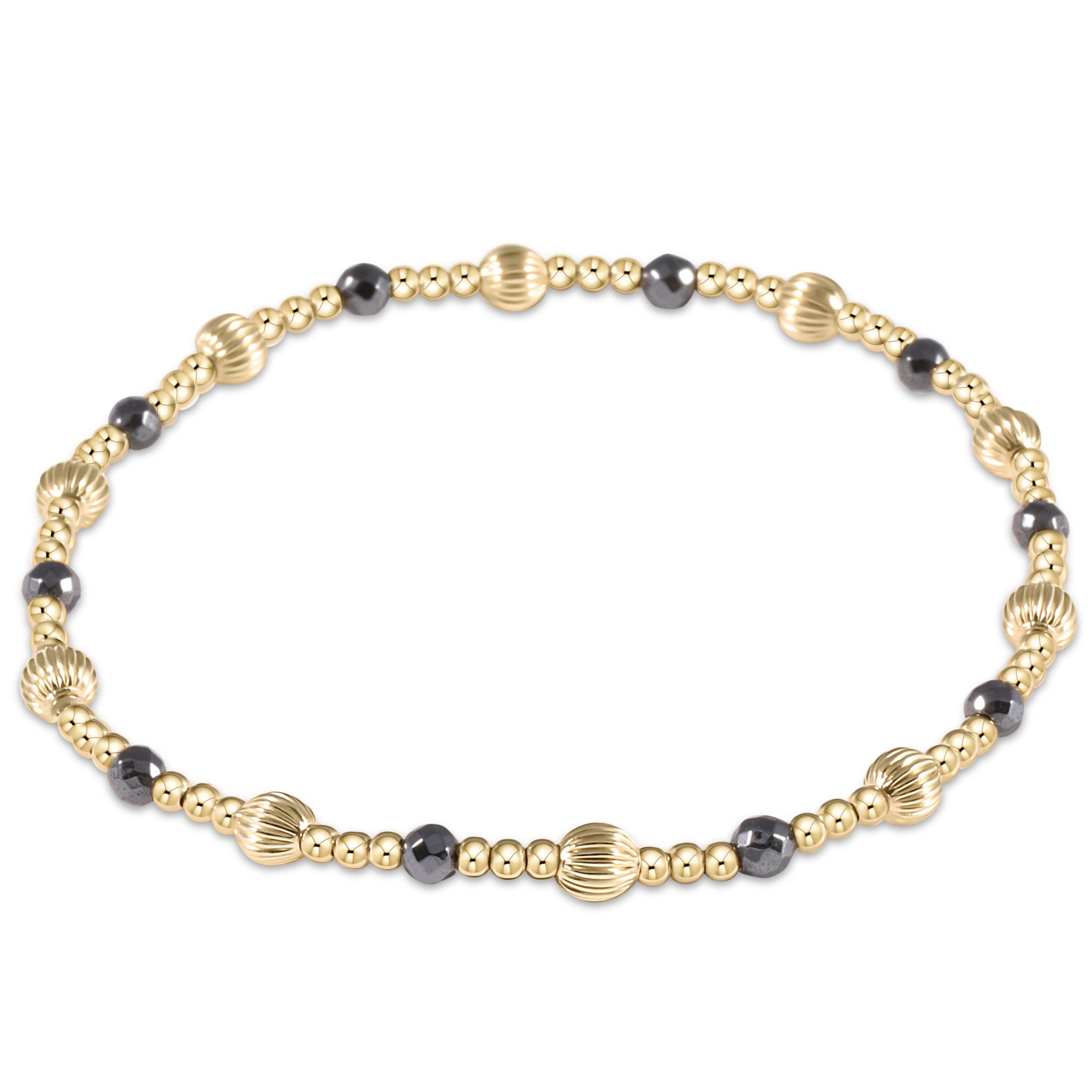 Dignity Sincerity Gold Bead Bracelet, 4mm - Faceted Hematite