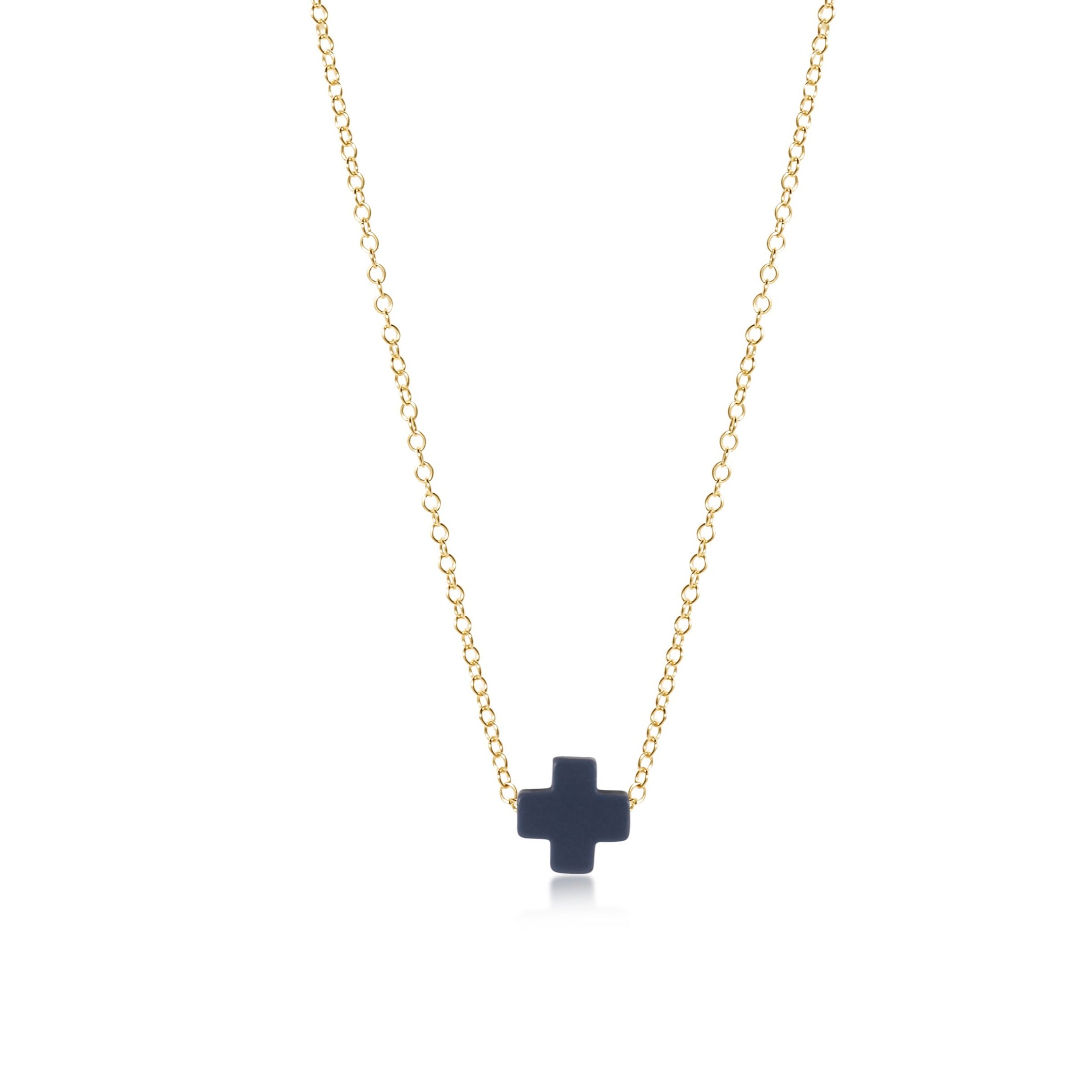 Signature Cross Necklace, 16" - Gold