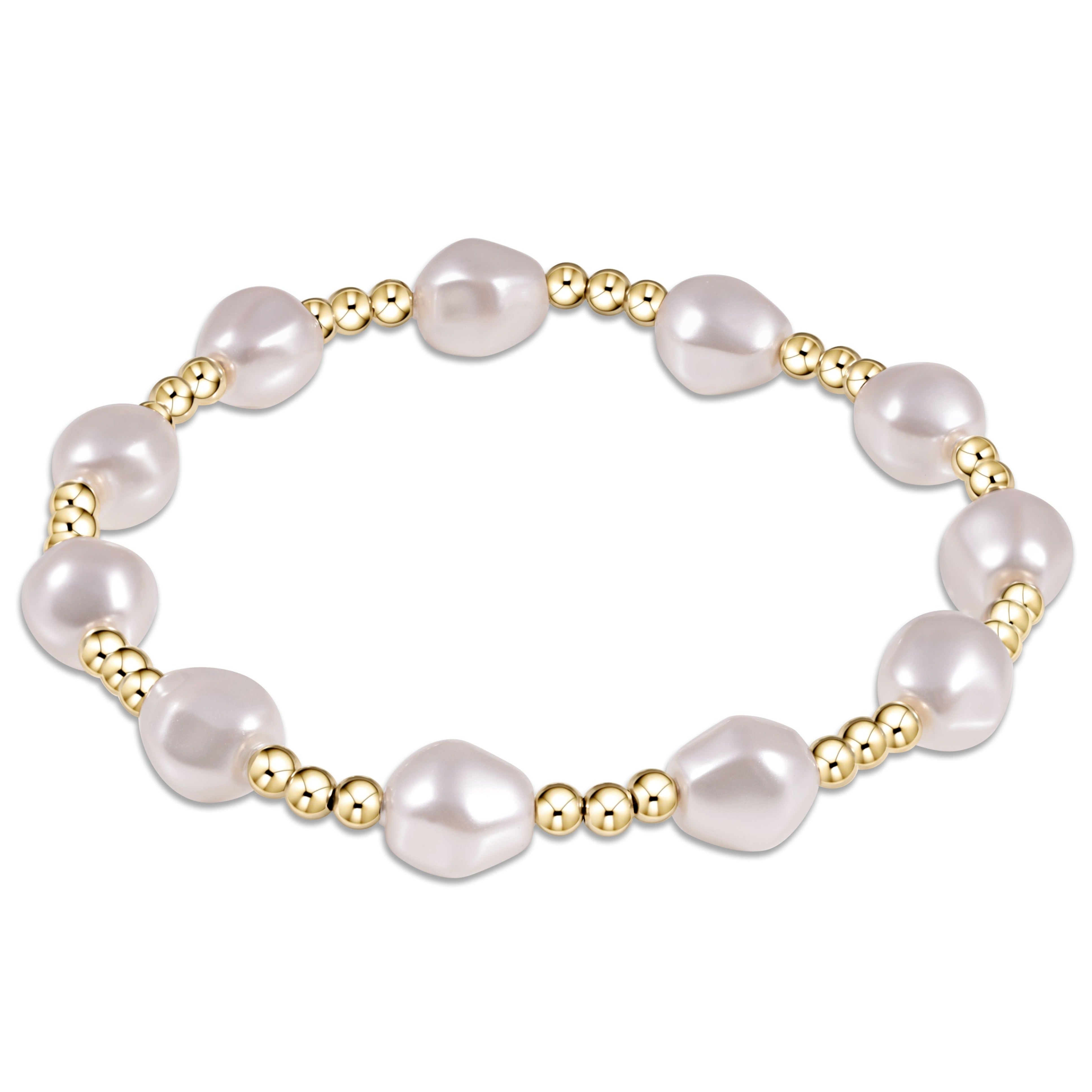 Admire Gold Bead Bracelet, 3mm, Pearl