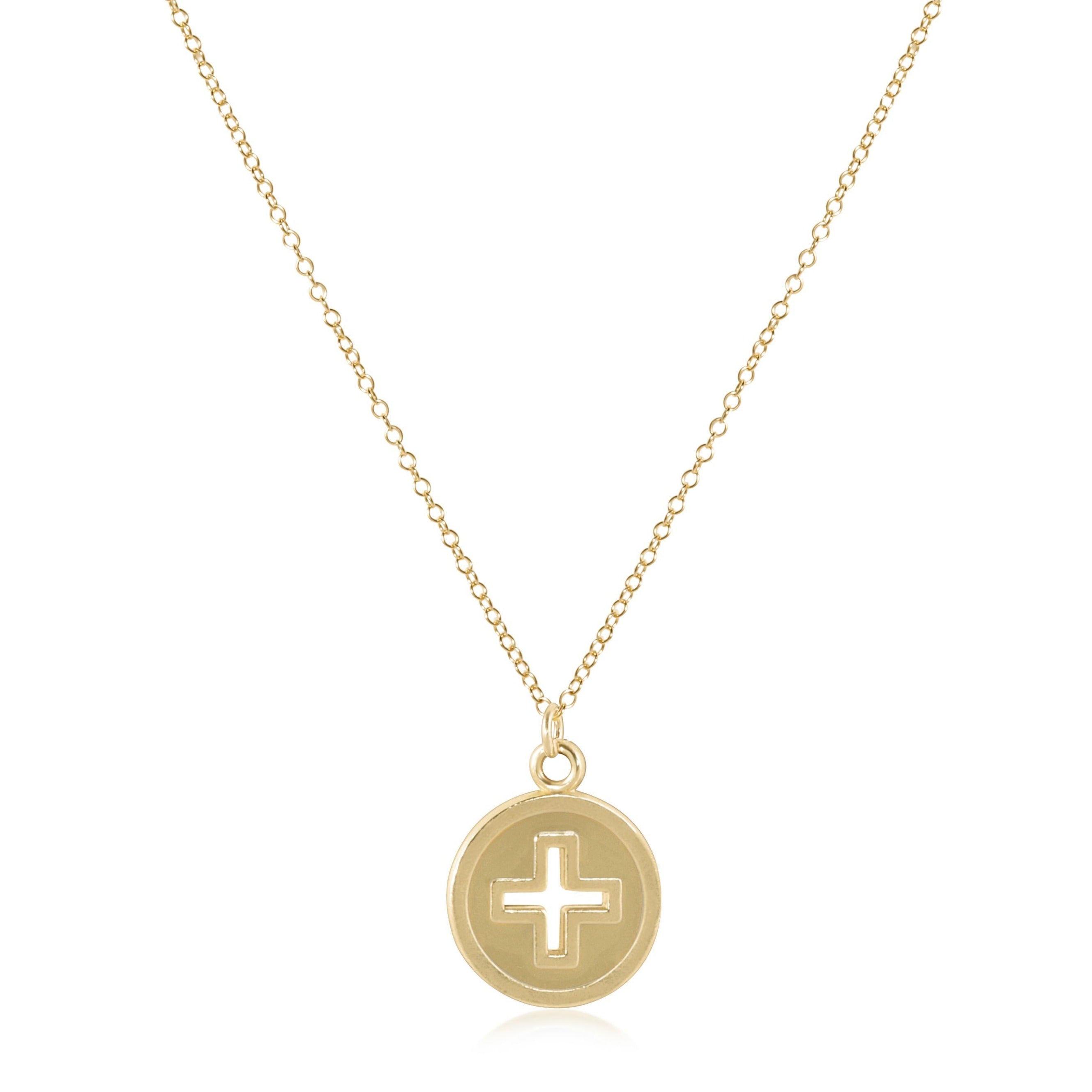 Signature Cross Gold Disc Necklace, 16"