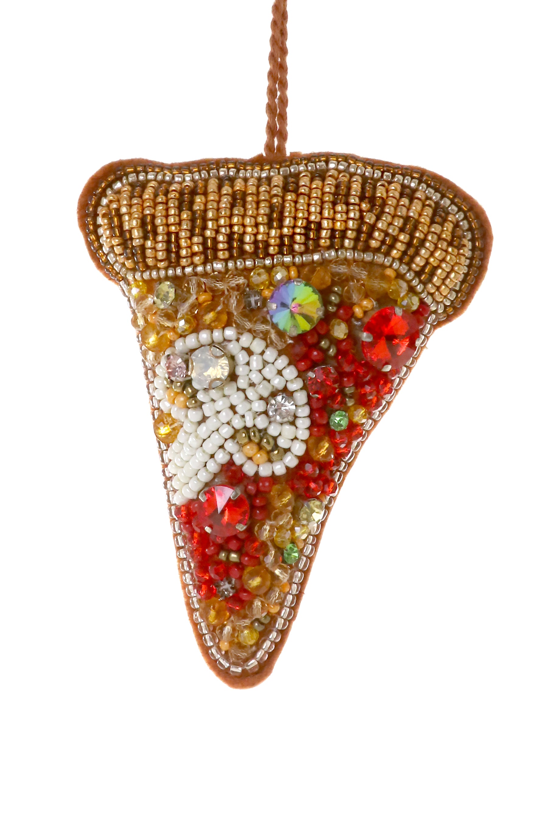 Jeweled Pizza Slice Ornament