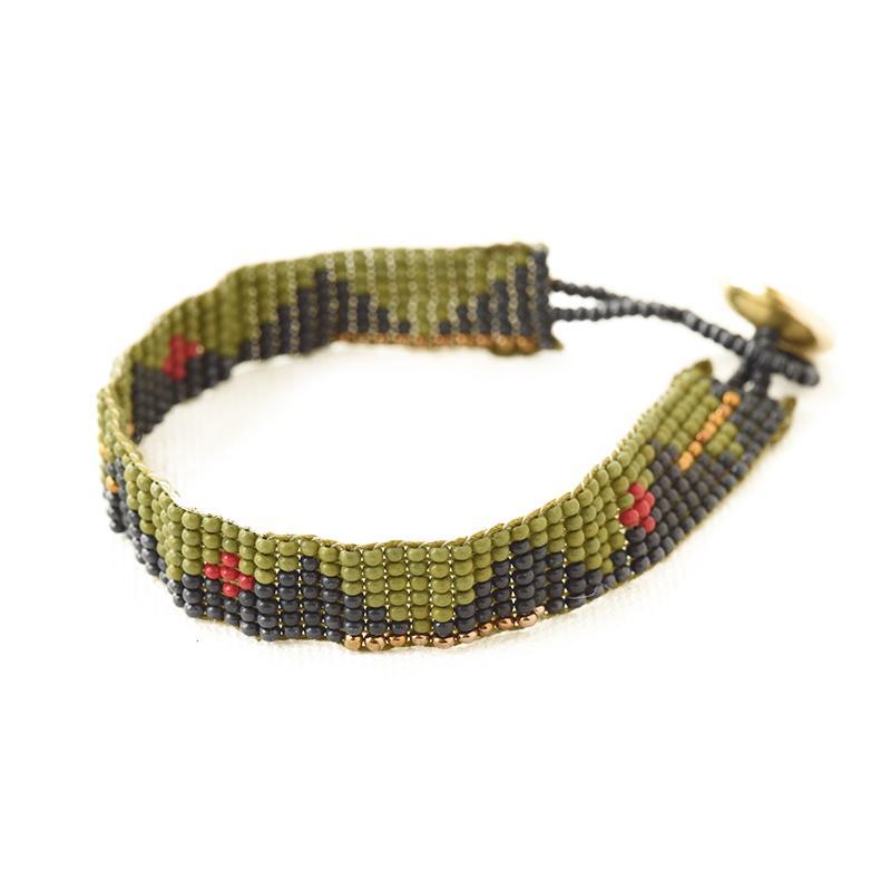 Seed Bead Bracelet - Navy & Emerald