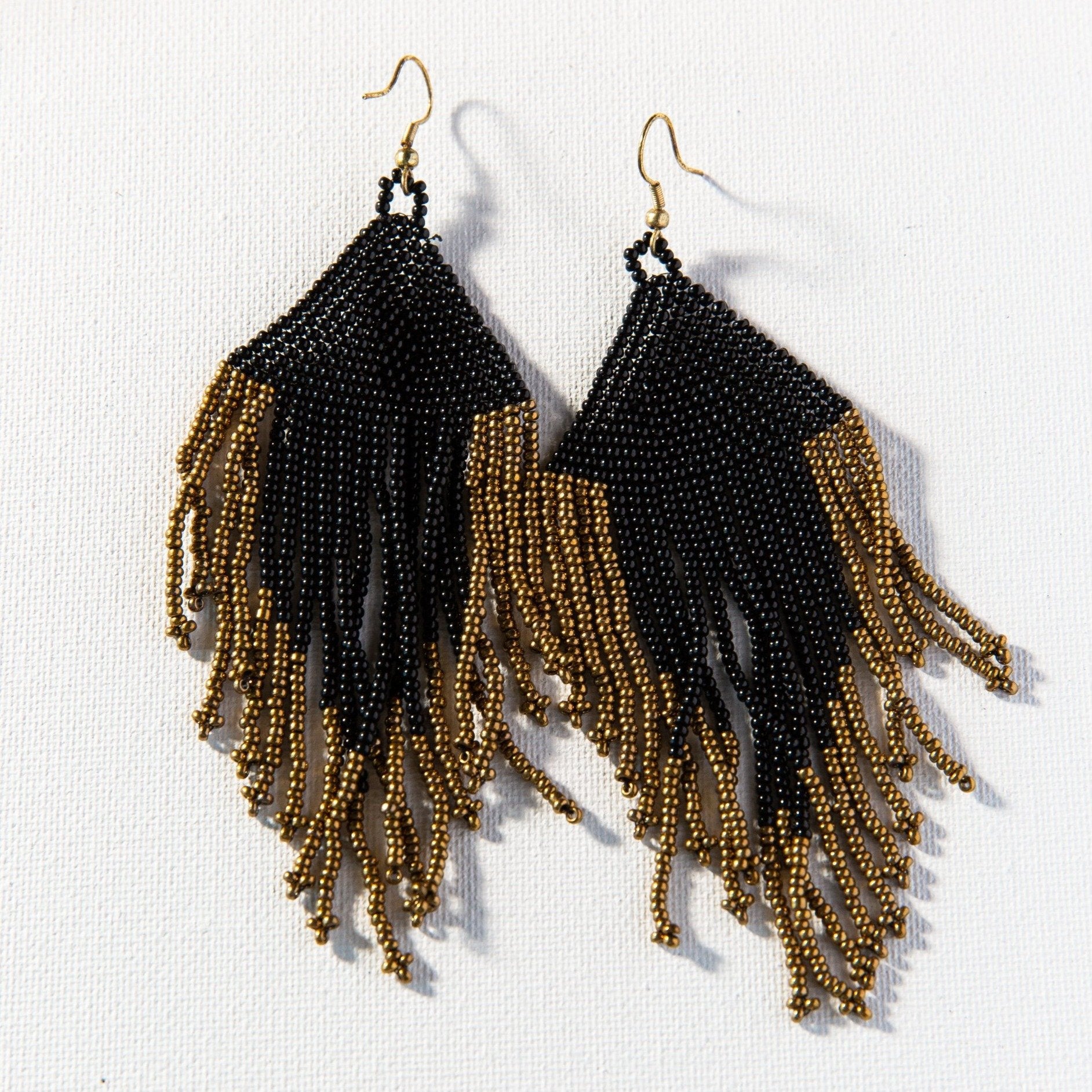 Fringe Earrings - Black & Gold