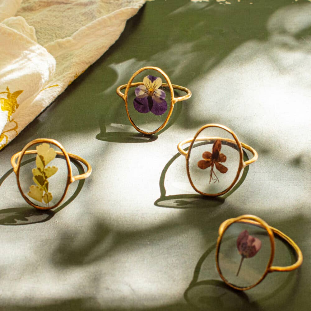 Pressed Floral Napkin Ring Set