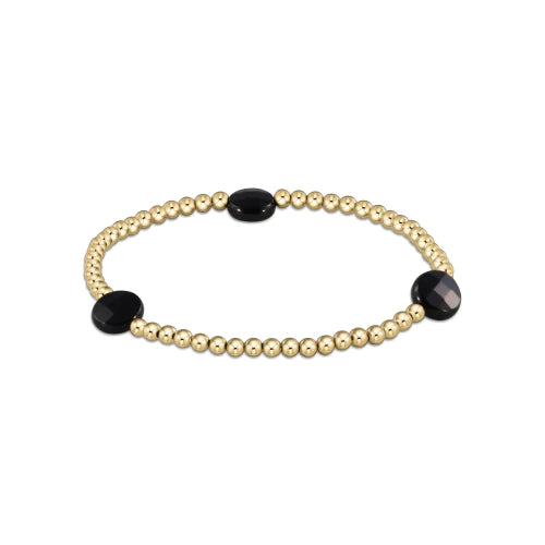 Admire Gold Bead Bracelet, 3mm, Faceted Onyx
